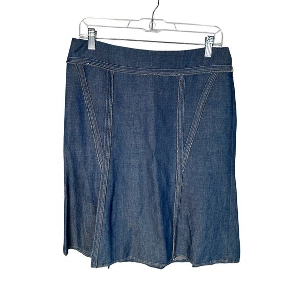 Neiman Marcus 10 Lida Baday Linen Skirt Set $1200 Denim Blazer Jean Skirt Blue - Picture 6 of 14